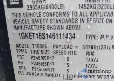 2004 GMC Envoy Xl Slt z USA, uszkodzony, nr VIN 1GKET16S146111434